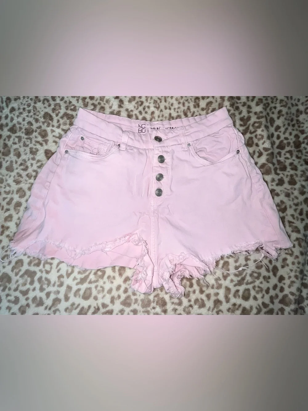 No Boundaries - Light Pink Multi Button-Front Frayed Denim Shorts